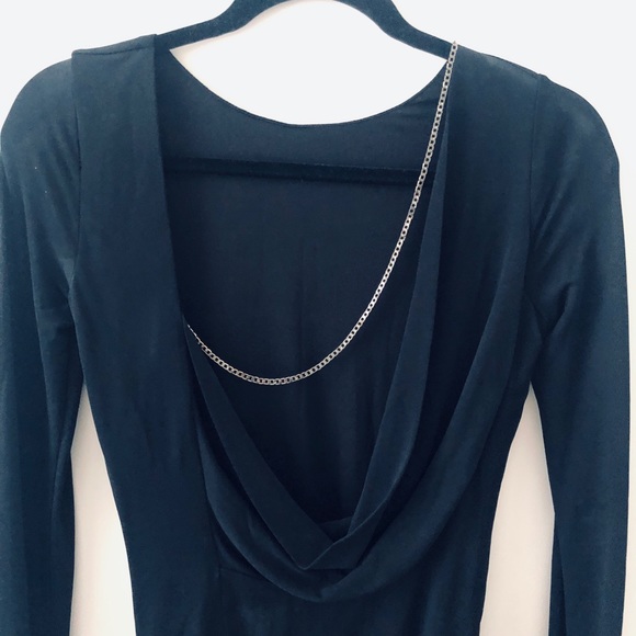 BCBG Bodycon Mesh Mini Black Dress - Picture 4 of 9